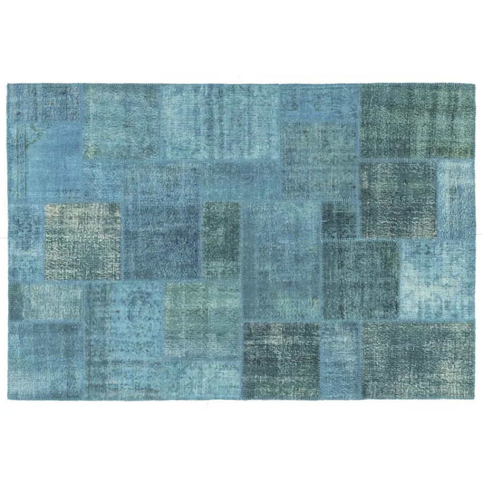 Tapete artesanal de retalhos para sala de estar amarrado à mão em Türkiye - Raimund Viadurini