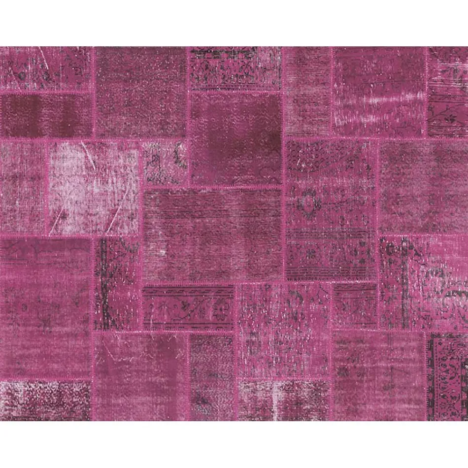 Tapete artesanal de retalhos para sala de estar amarrado à mão em Türkiye - Raimund Viadurini