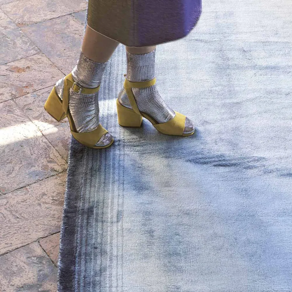 Tapete de sala feito à mão em tecido de viscose de alta qualidade na Índia - Bonnet Viadurini