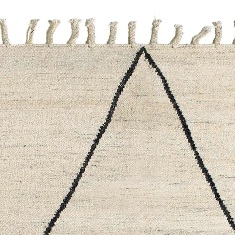 Tapete de sala de lã e algodão com desenho geométrico moderno - Metria Viadurini