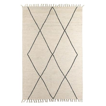 Tapete de sala de lã e algodão com desenho geométrico moderno - Metria Viadurini