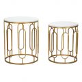 Mesas de Centro em Golden Iron e Marble Effect Resin 2 Pieces - Pietro