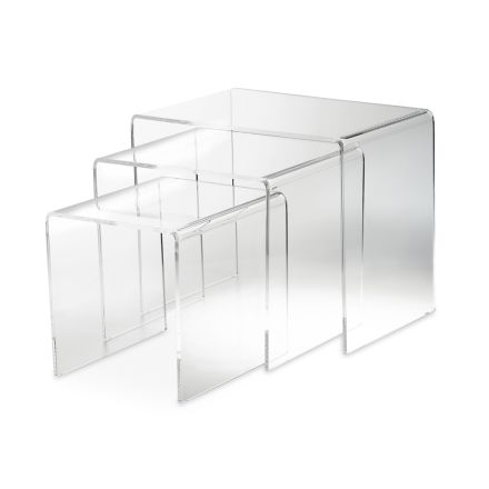 Mesas de centro da sala de estar em cristal acrílico mínimo transparente 3 peças - Cecco Viadurini