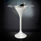 Mesa de centro alta em vidro e polietileno com suporte para garrafas Made in Italy - Cracóvia Viadurini