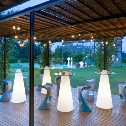 Polietileno e vidro de mesa alta Peak Slide (H120) feitos na Itália Viadurini