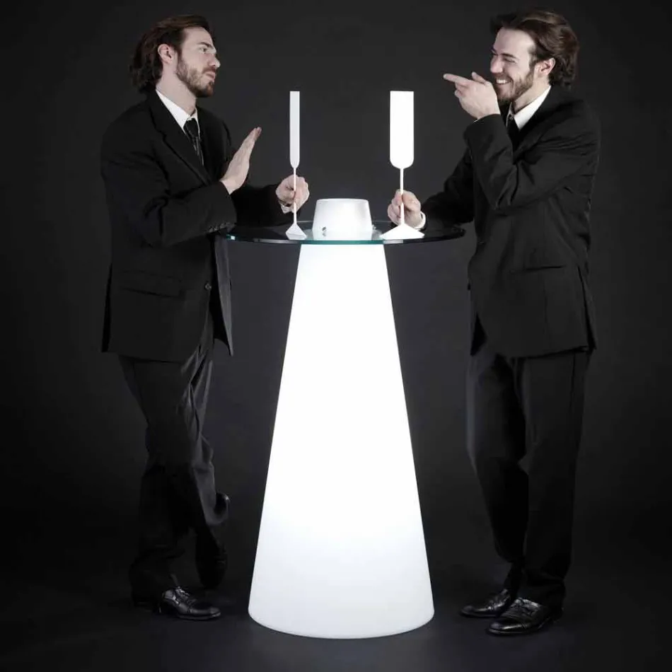 Polietileno e vidro de mesa alta Peak Slide (H120) feitos na Itália Viadurini