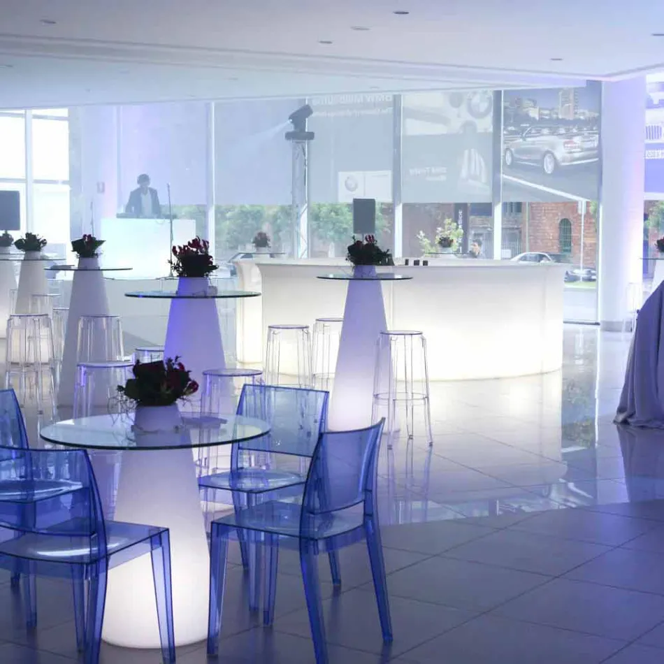 Polietileno e vidro de mesa alta Peak Slide (H120) feitos na Itália Viadurini