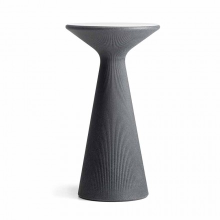 Mesa de centro alta redonda ao ar livre em polietileno e HPL Made in Italy - Desmond Viadurini