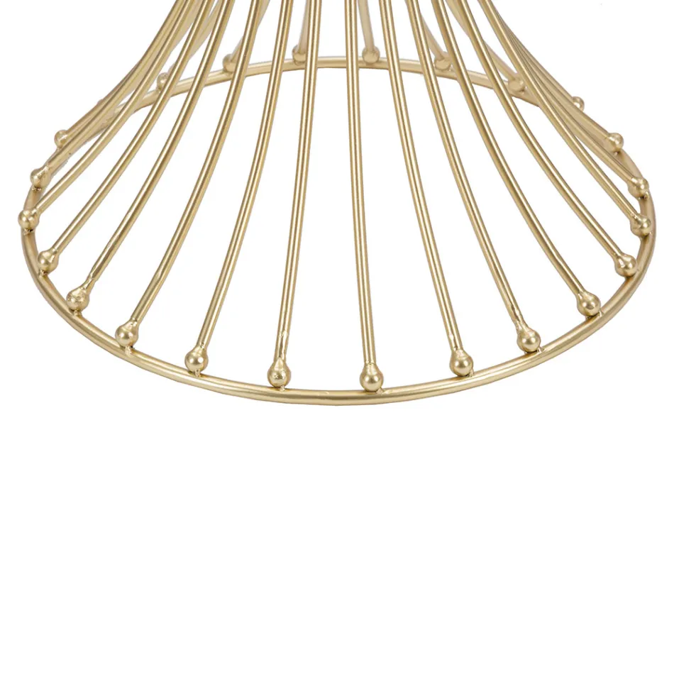 Mesa de Centro Alta Redonda em Ferro Dourado com Esferas e Tampo em Vidro Fumê - Dexter Viadurini