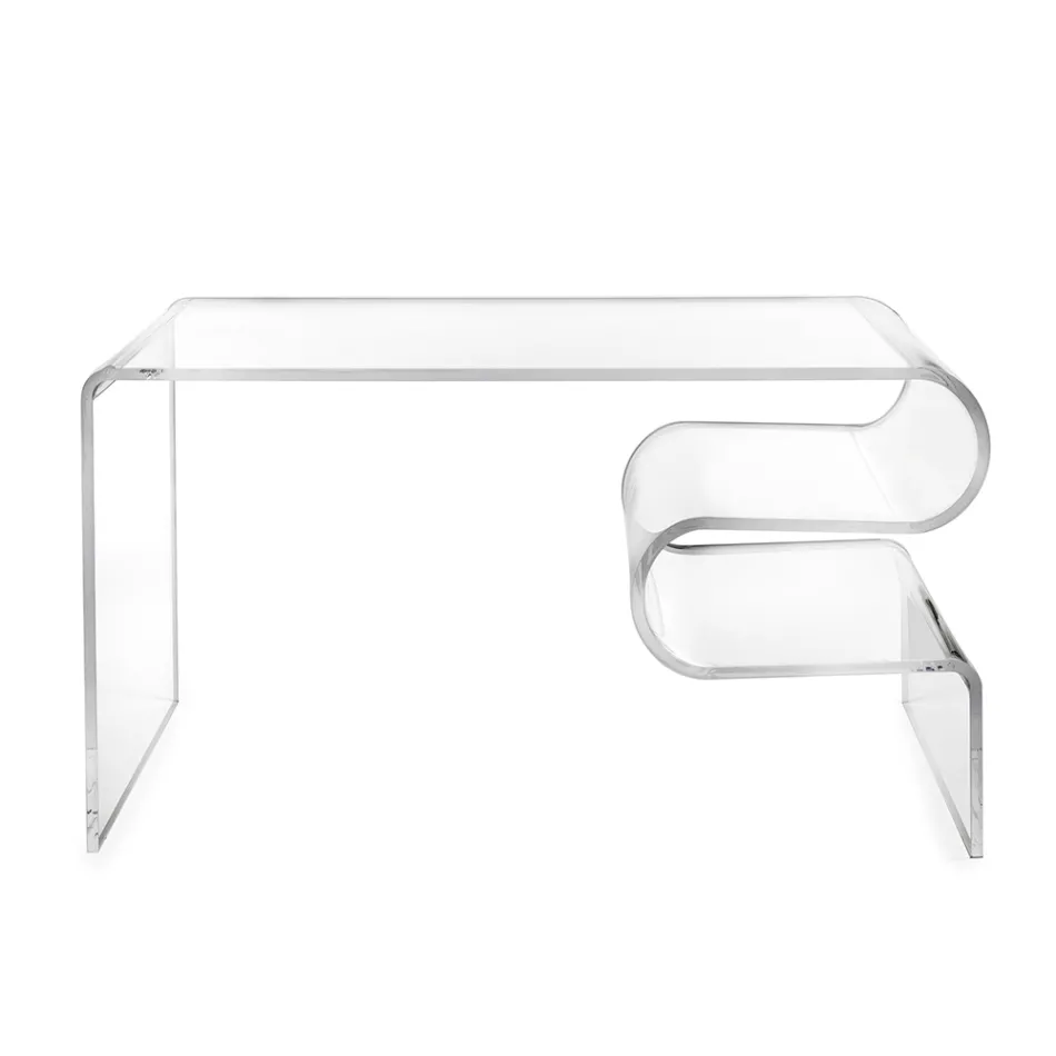 Mesa de centro Dennis em acrílico transparente, fabricada na Itália. Viadurini
