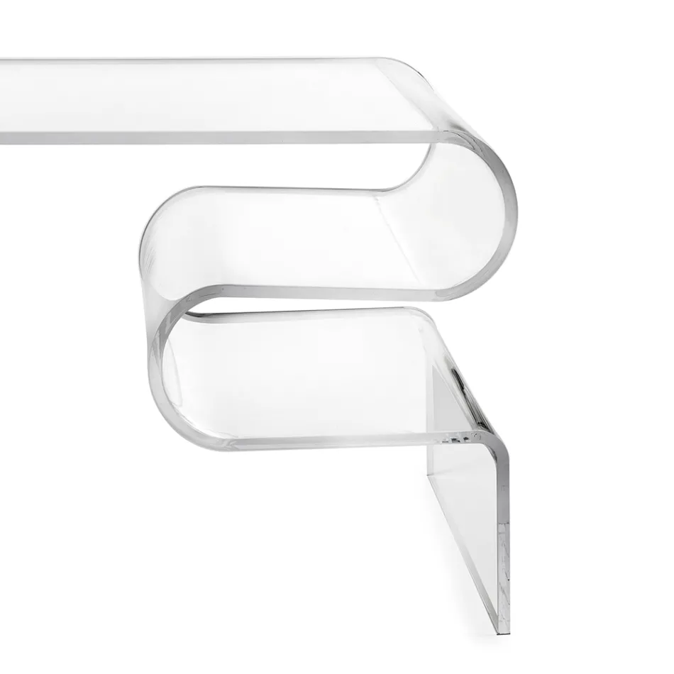 Mesa de centro Dennis em acrílico transparente, fabricada na Itália. Viadurini