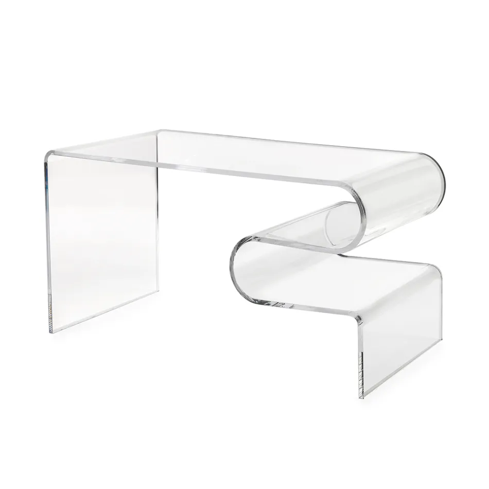 Mesa de centro Dennis em acrílico transparente, fabricada na Itália. Viadurini