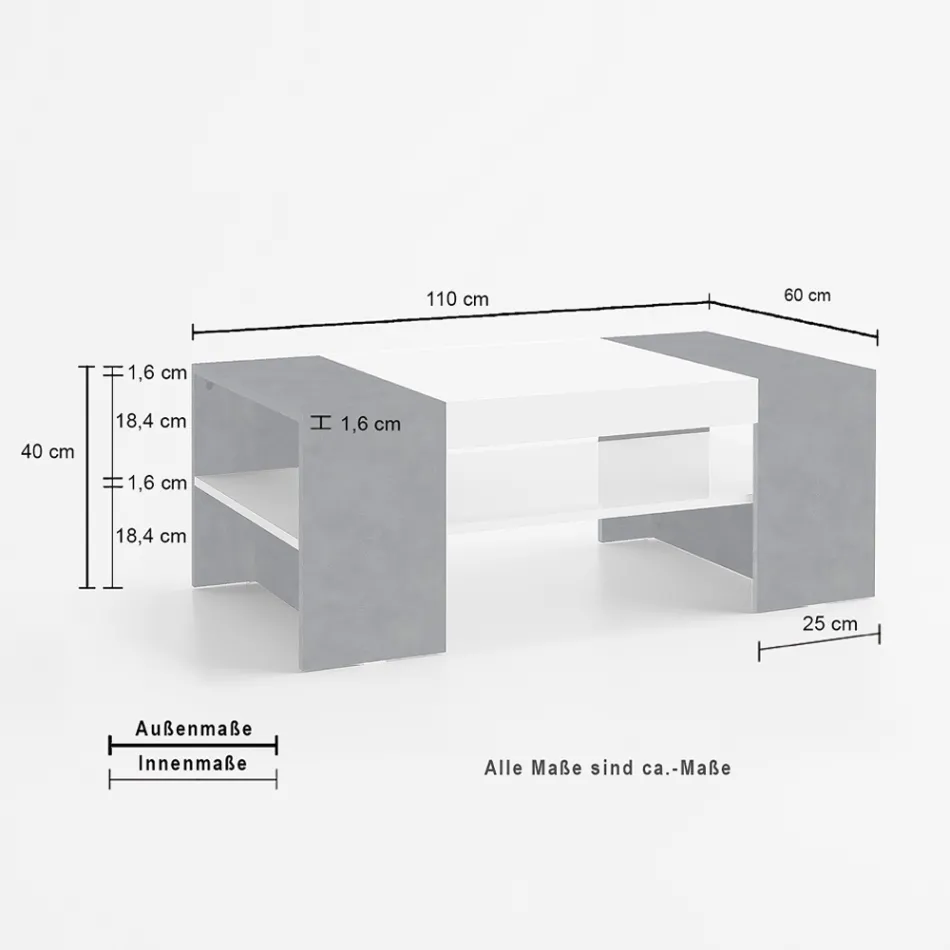Mesinha Baixa para Sala em Madeira Branca 3 Acabamentos - Rames Viadurini