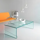 Mesa de centro baixa para sala de estar em vidro transparente cantilever - desconto Viadurini