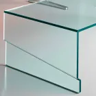 Mesa de centro baixa para sala de estar em vidro transparente cantilever - desconto Viadurini