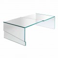 Mesa de centro baixa para sala de estar em vidro transparente cantilever - desconto