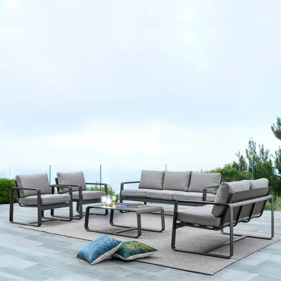 Mesa Baixa Externa em Alumínio Pintado a Branco ou Antracite - Aniello Viadurini