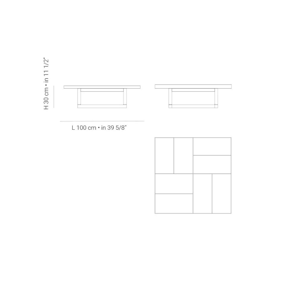 Mesa de centro baixa para jardim com tampo de laje de grés fabricado na Itália - Bresson Viadurini