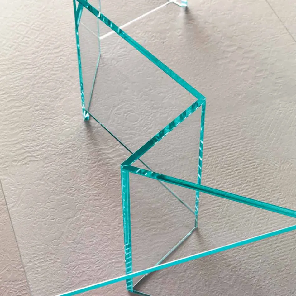 Mesa de centro baixa em vidro extra-claro 2 tamanhos feitos na Itália - aleatório Viadurini