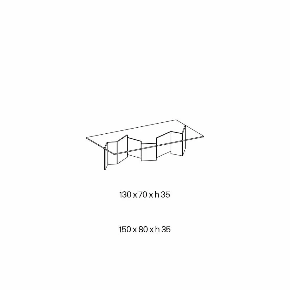 Mesa de centro baixa em vidro extra-claro 2 tamanhos feitos na Itália - aleatório Viadurini