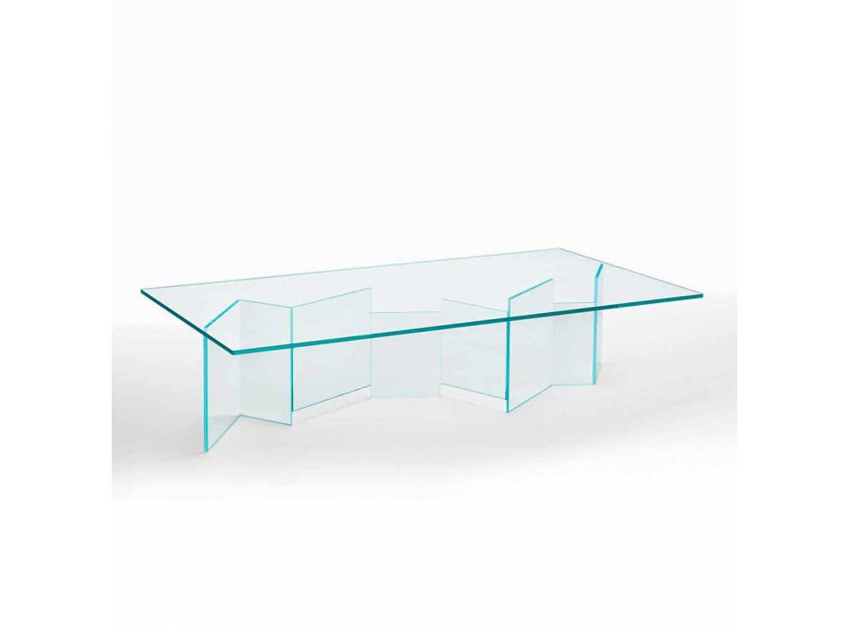 Mesa de centro baixa em vidro extra-claro 2 tamanhos feitos na Itália - aleatório Viadurini
