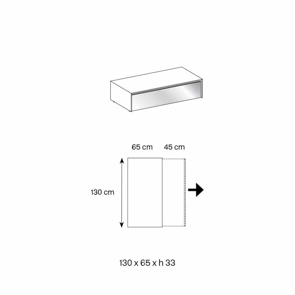Mesa Baixa para Sala de Estar em Vidro Fumê e Gavetas de Madeira 3 Tamanhos - Mantra Viadurini