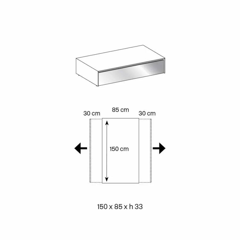 Mesa Baixa para Sala de Estar em Vidro Fumê e Gavetas de Madeira 3 Tamanhos - Mantra Viadurini