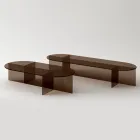Mesa de centro Laris em vidro bronze com design refinado, fabricada na Itália. Viadurini