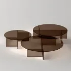Mesa de centro Laris em vidro bronze com design refinado, fabricada na Itália. Viadurini