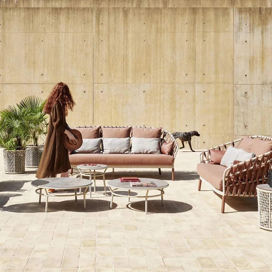 Tampo de mesa baixo Hpl ou cerâmica fabricado na Itália - Emmacross por Varaschin Viadurini