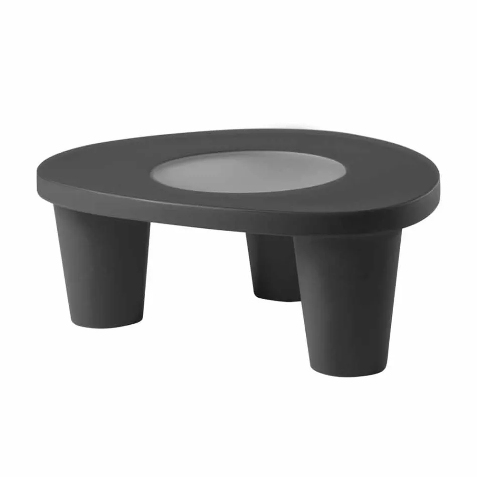 Mesa baixa Lâmina baixa Lita Mesa de polietileno e vidro fabricada na Itália Viadurini