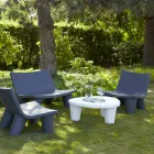 Mesa baixa Lâmina baixa Lita Mesa de polietileno e vidro fabricada na Itália Viadurini