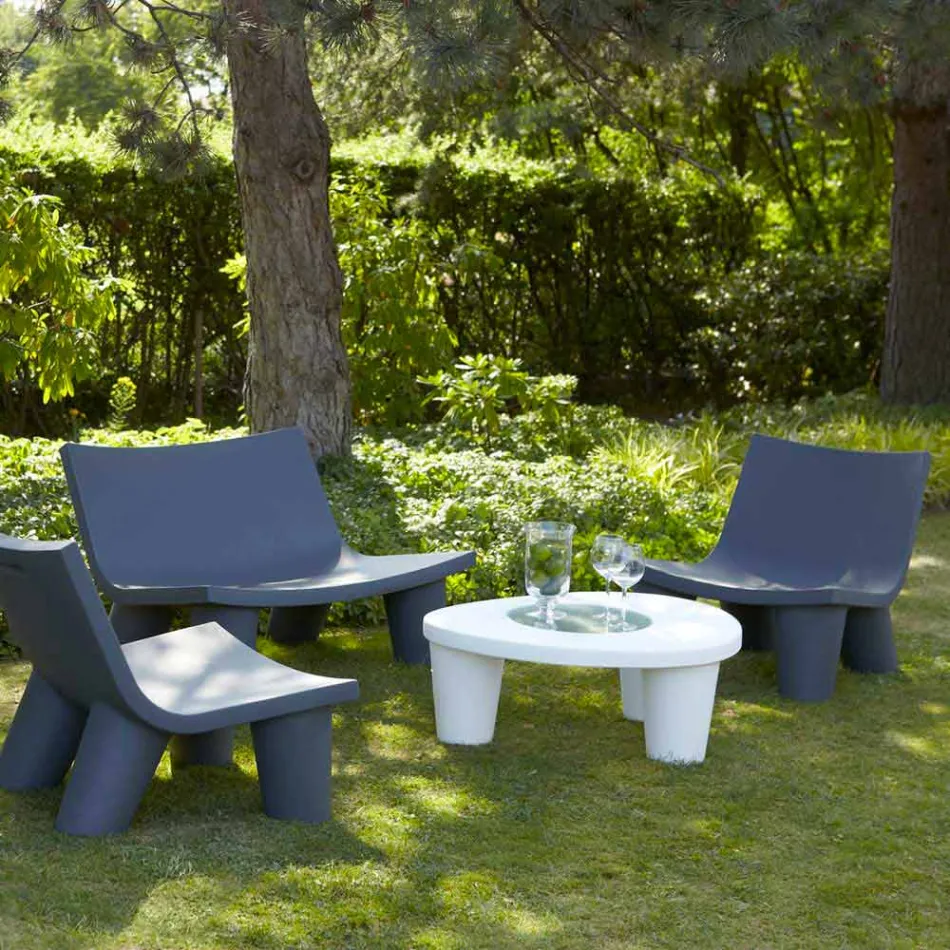 Mesa baixa Lâmina baixa Lita Mesa de polietileno e vidro fabricada na Itália Viadurini