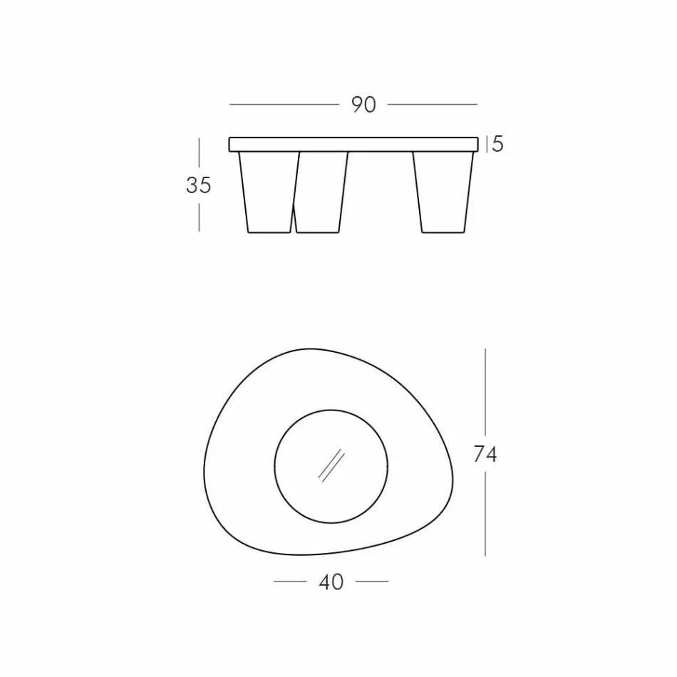 Mesa baixa Lâmina baixa Lita Mesa de polietileno e vidro fabricada na Itália Viadurini