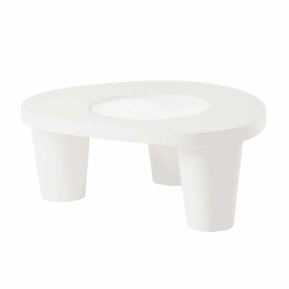 Mesa baixa Lâmina baixa Lita Mesa de polietileno e vidro fabricada na Itália Viadurini