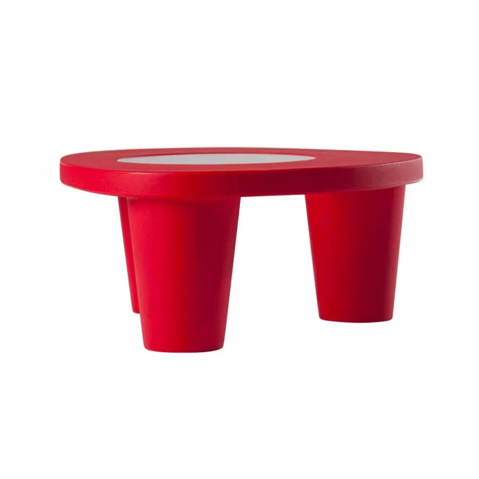 Mesa baixa Lâmina baixa Lita Mesa de polietileno e vidro fabricada na Itália Viadurini