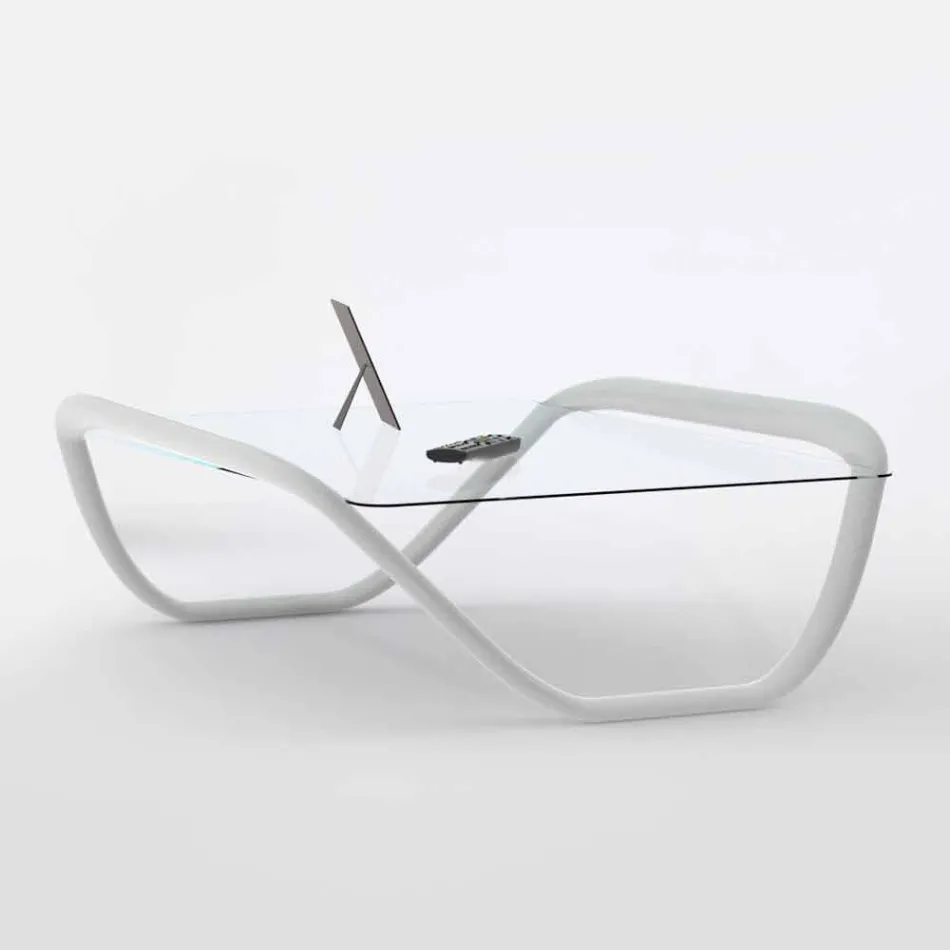 Design moderno de mesa branca em vidro e Adamantx® Continuum Viadurini