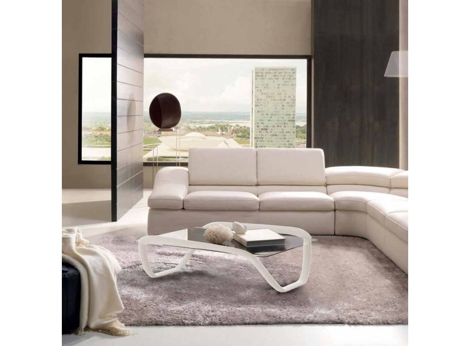 Design moderno de mesa branca em vidro e Adamantx® Continuum Viadurini
