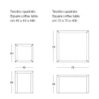 Mesa de centro quadrada de metal em 2 tamanhos - Josyane Viadurini