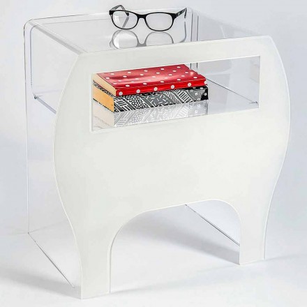 Mesa de centro / mesa de cabeceira em cristal acrílico design Mineo Viadurini