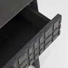 Mesa de Cabeceira em Aço e Madeira Manga de Design Étnico - Mireo Viadurini