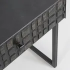 Mesa de Cabeceira em Aço e Madeira Manga de Design Étnico - Mireo Viadurini