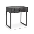 Mesa de Cabeceira em Aço e Madeira Manga de Design Étnico - Mireo Viadurini