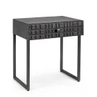 Mesa de Cabeceira em Aço e Madeira Manga de Design Étnico - Mireo Viadurini