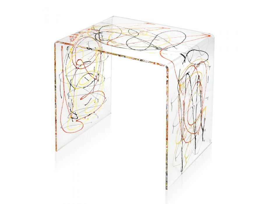 Mesa de cabeceira em Plexiglass Transparente e Colorido 2 Tamanhos - Pelere Viadurini
