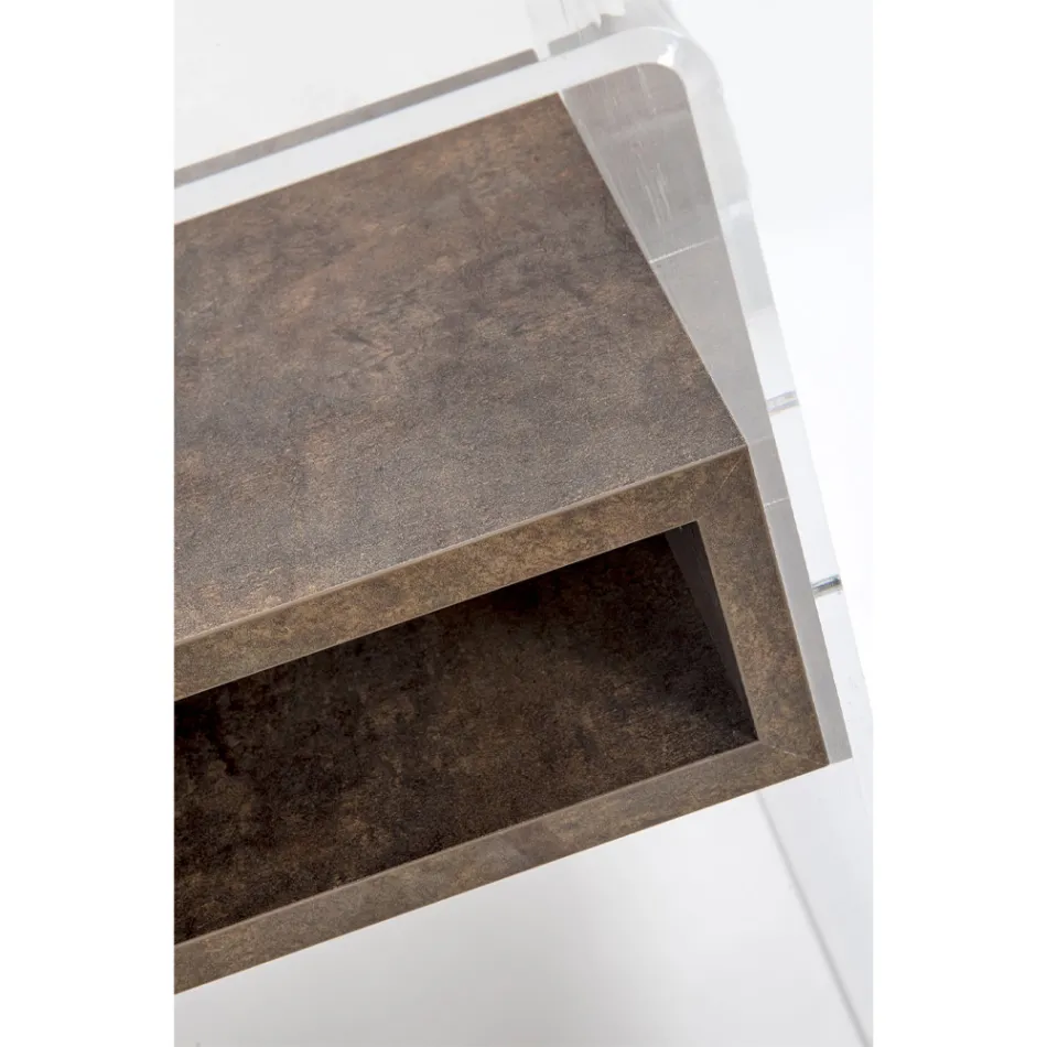 Mesa de cabeceira reciclável em plexiglass transparente e madeira - Pascoli Viadurini