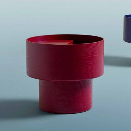 Mesa de cabeceira redonda de design moderno em Bordeaux ou Blue Wood - Vinnie Viadurini