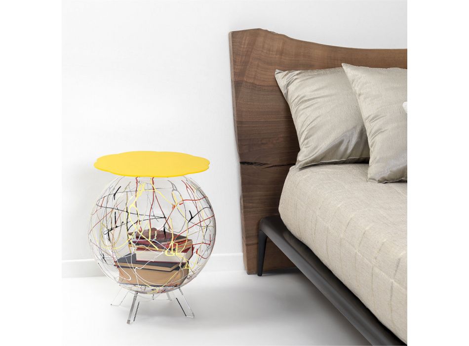 Mesa de cabeceira versátil em acrílico colorido reciclável - Paolone Viadurini