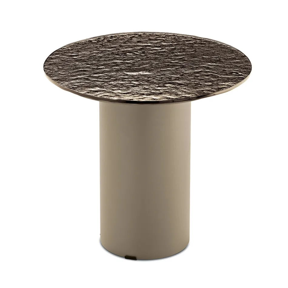 Mesa de centro com base metálica e tampo de espelho ou vidro de Ø45 cm - Flaminia Viadurini