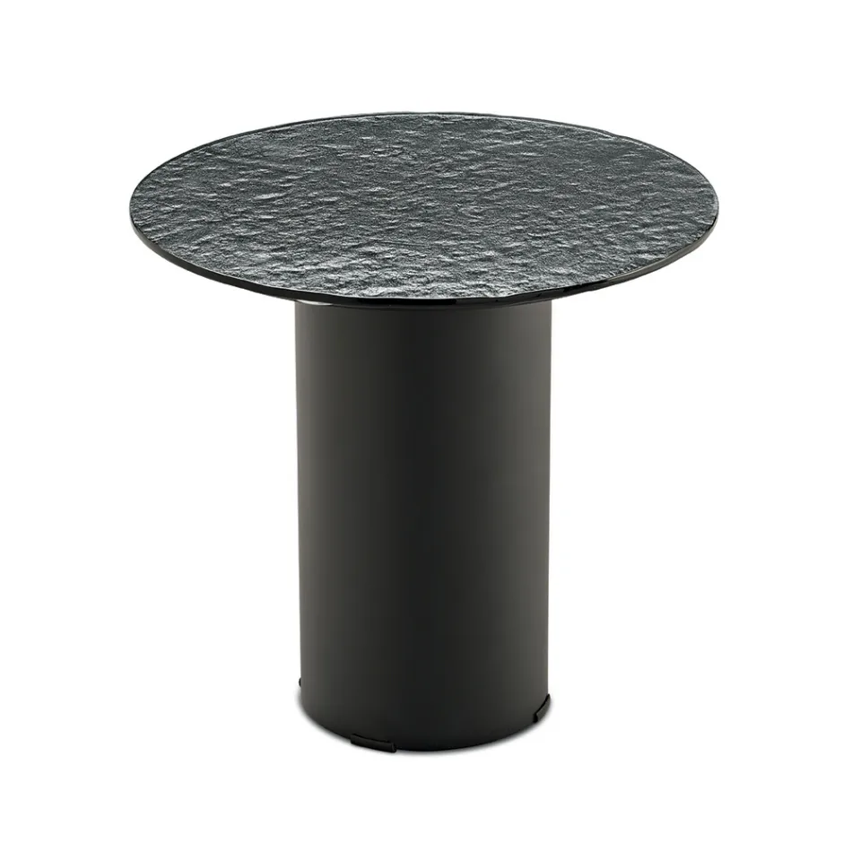 Mesa de centro com base metálica e tampo de espelho ou vidro de Ø45 cm - Flaminia Viadurini